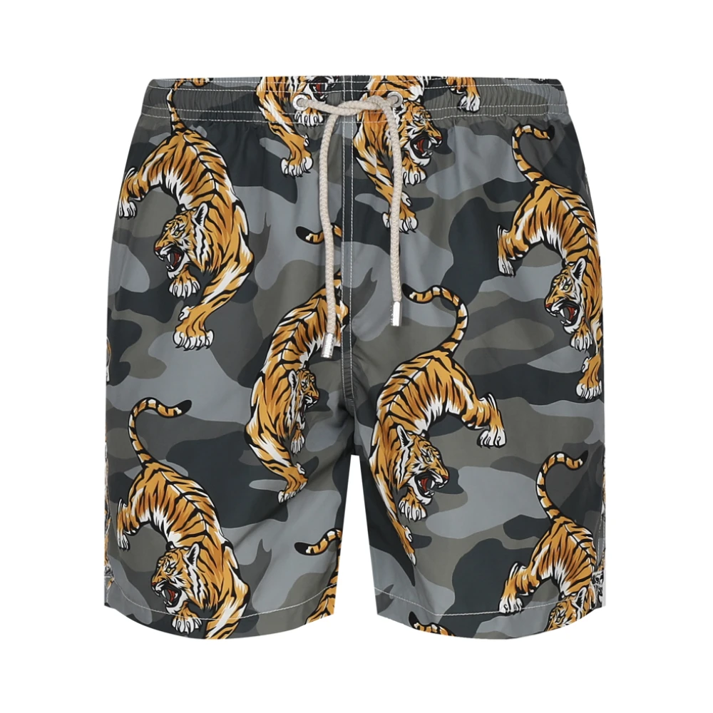 MC2 Saint Barth Tijgerprint Zwemshorts Multigrijs Multicolor Heren