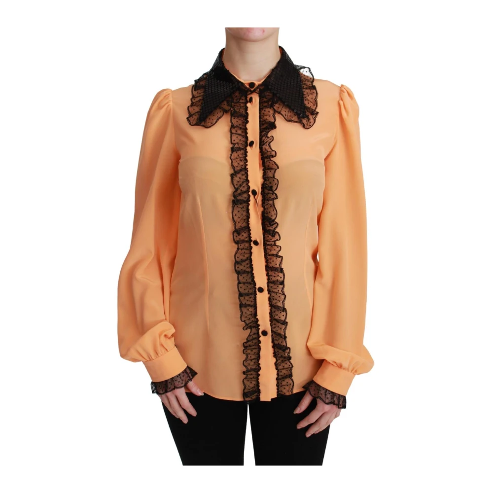 Dolce & Gabbana , Shirts, Female, Yellow, Xs, Long Sleeve Blouse Shirt - Image 3