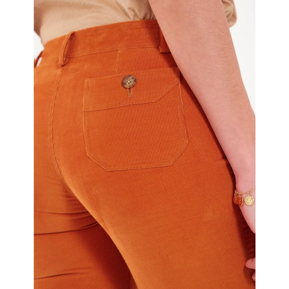 Ines De La Fressange Paris Flare Corduroy Broek Orange Dames