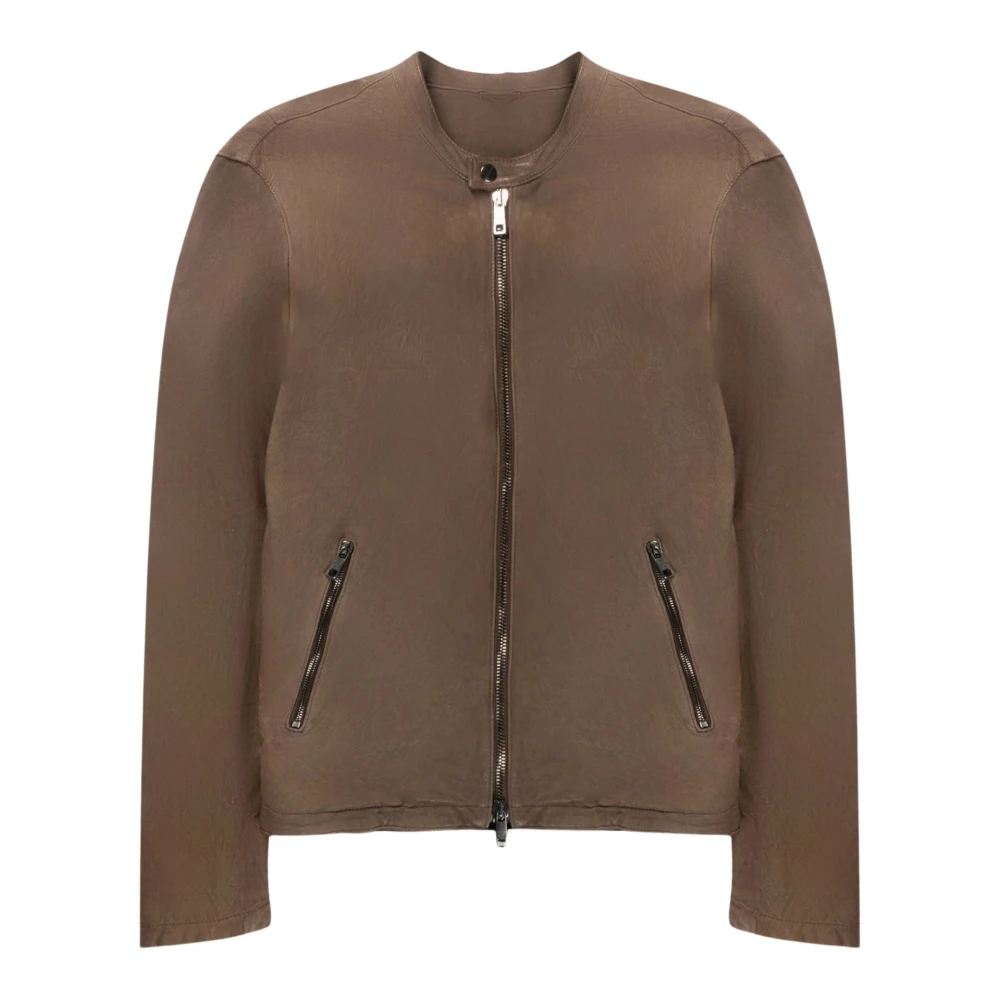 Giorgio Brato Geborstelde Zip Racer Jack in Box-Taupe Beige Heren