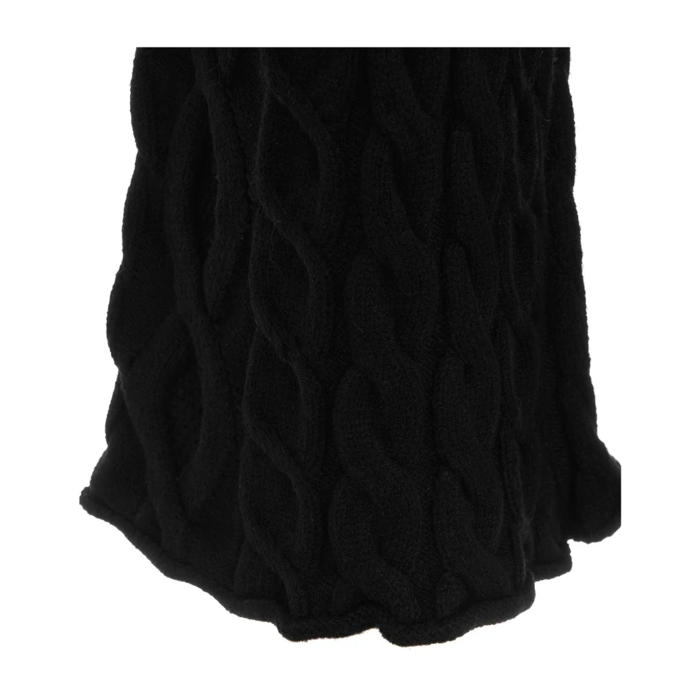 Akep Comfortabele Gebreide Wijde Broek Black Dames