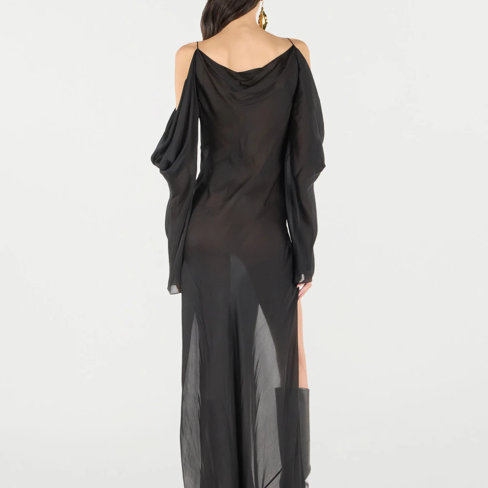 Roberto Cavalli Zijden jurk met koude schouders Black Dames