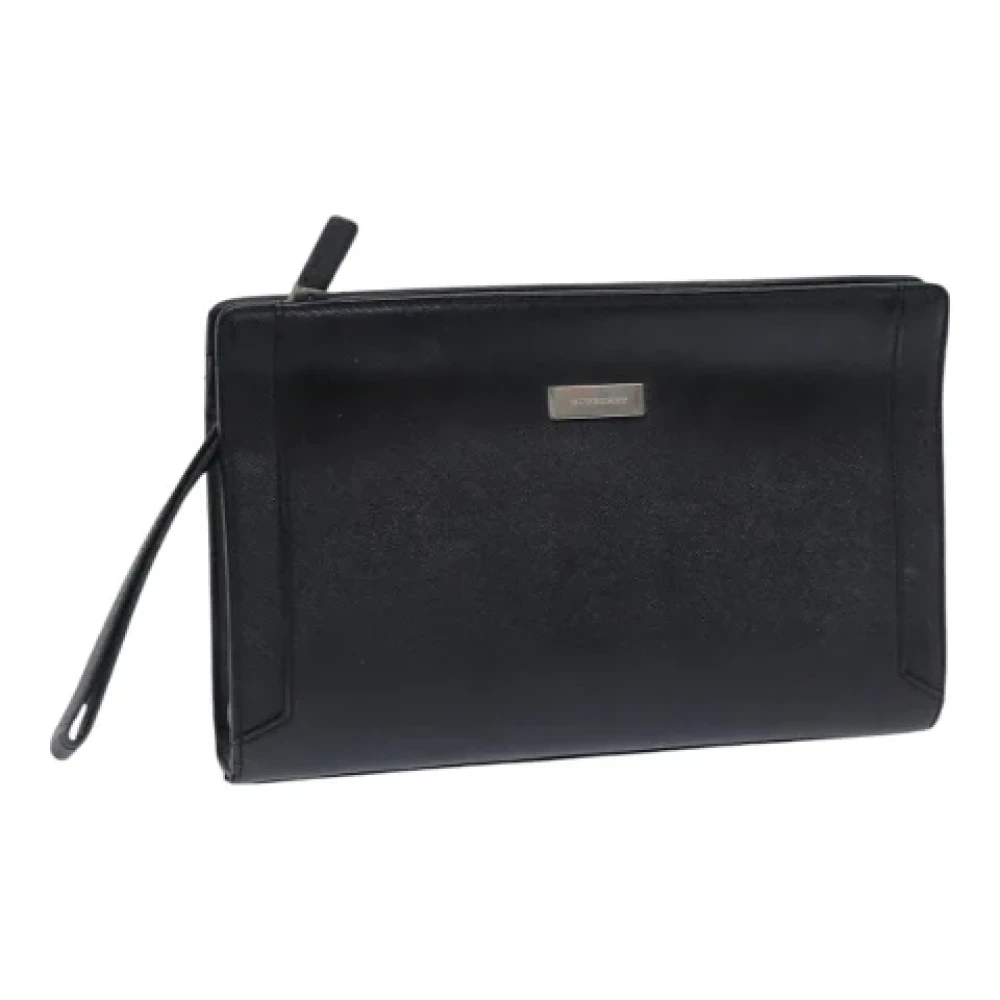 Burberry Vintage Pre-owned Leather clutches Black Dames