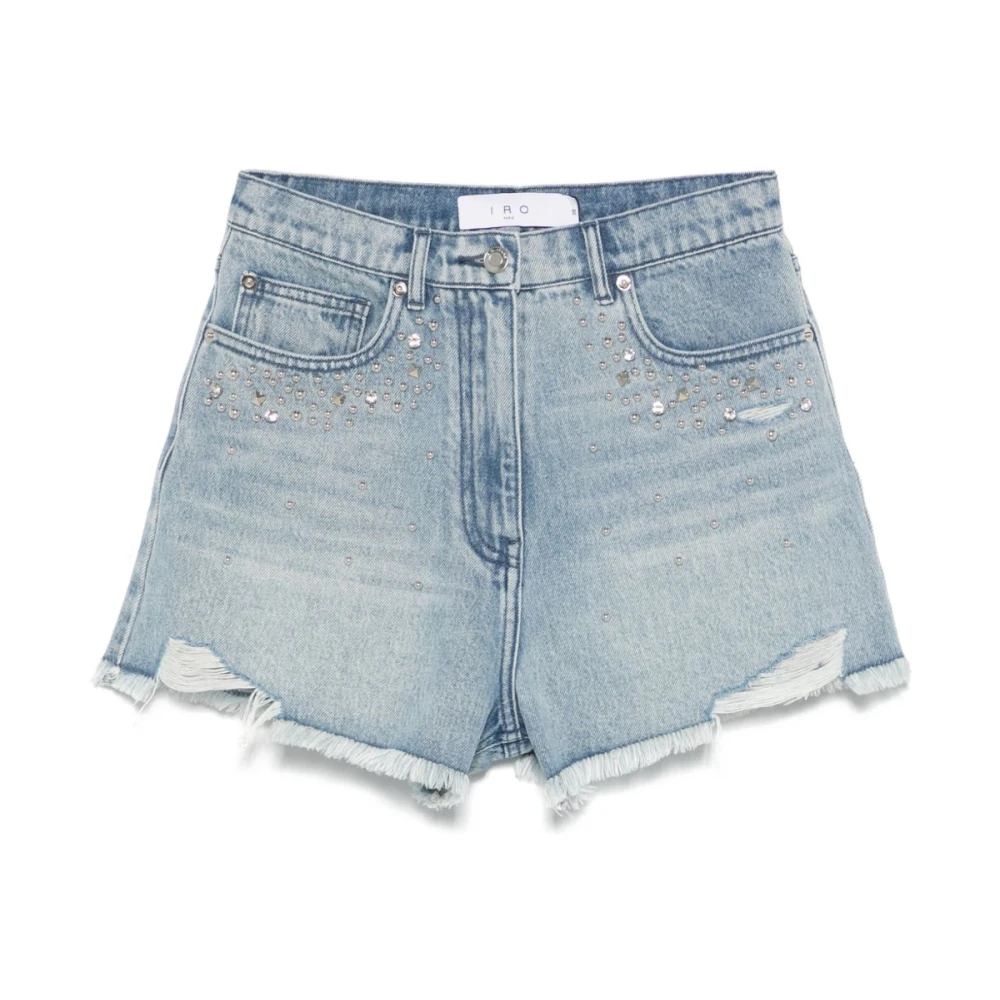 IRO Blauwe Shorts met Studs Blue Dames