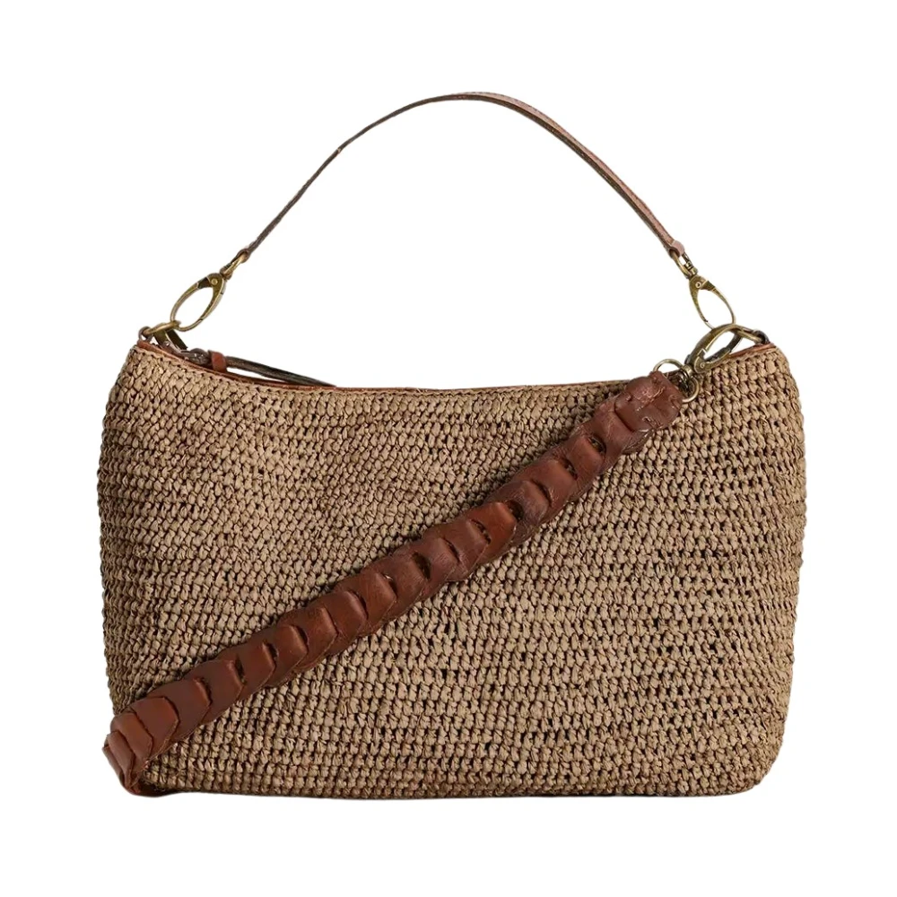 Ibeliv Handgemaakte Raphia Gehaakte Tas met Rits Brown Dames