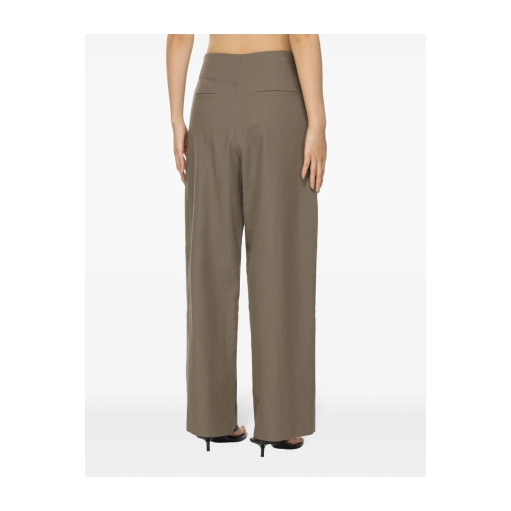 Studio Nicholson Bruine Katoenmix Broek met Plooien Brown Dames