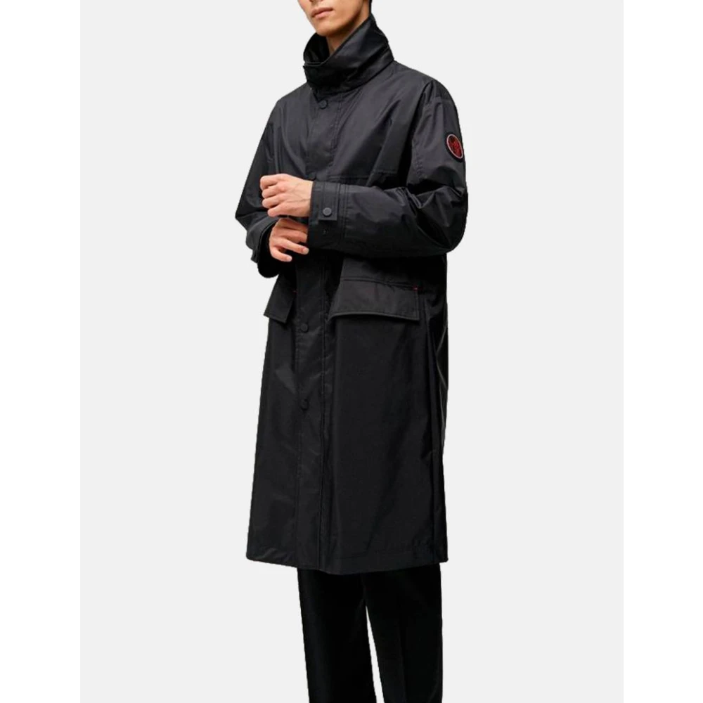 Carolina Herrera Zwarte Nylon Regenjas Capuchon Schild Rits Black Heren