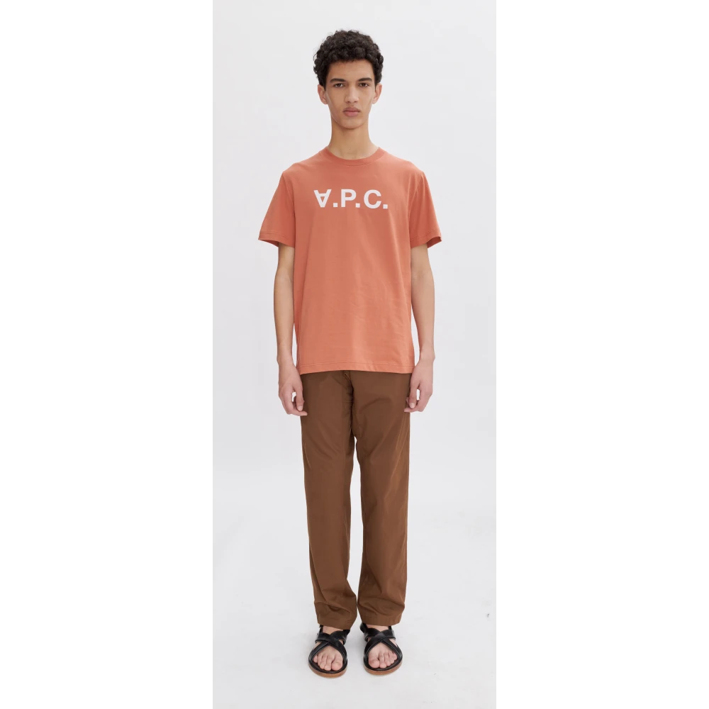 A.p.c. Katoenen T-shirt met voorlogo Brown Heren