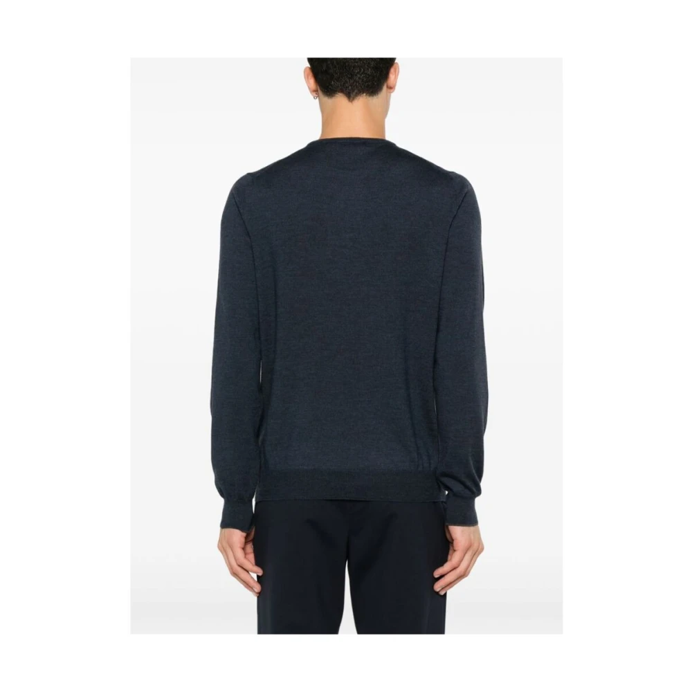 La Fileria Navy Blauw Wol Trui Blue Heren