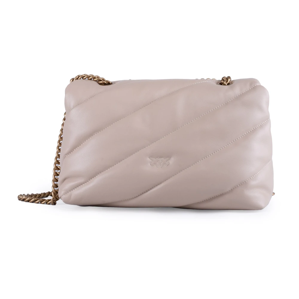 pinko Gewatteerde schoudertas met kettingriem Gray Dames