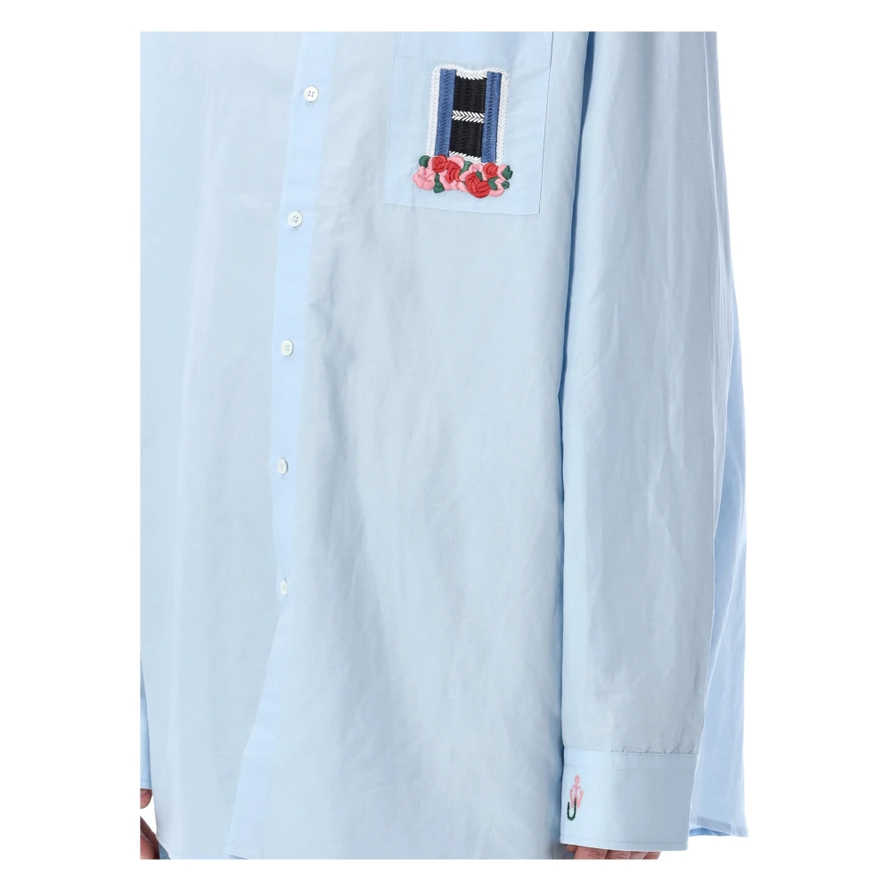 JW Anderson Geborduurd Raamoverhemd Blue Heren