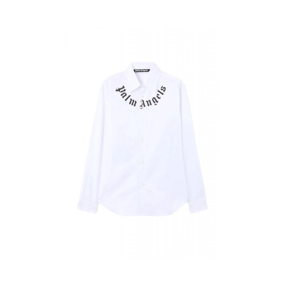 Palm Angels Men's White Neck Logo Shirt - Casual Shirts - Xl - Shirts