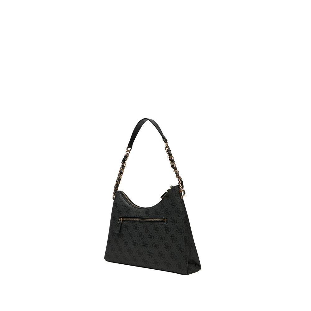 Guess Elegante zwarte schoudertas met gouden details Black Dames