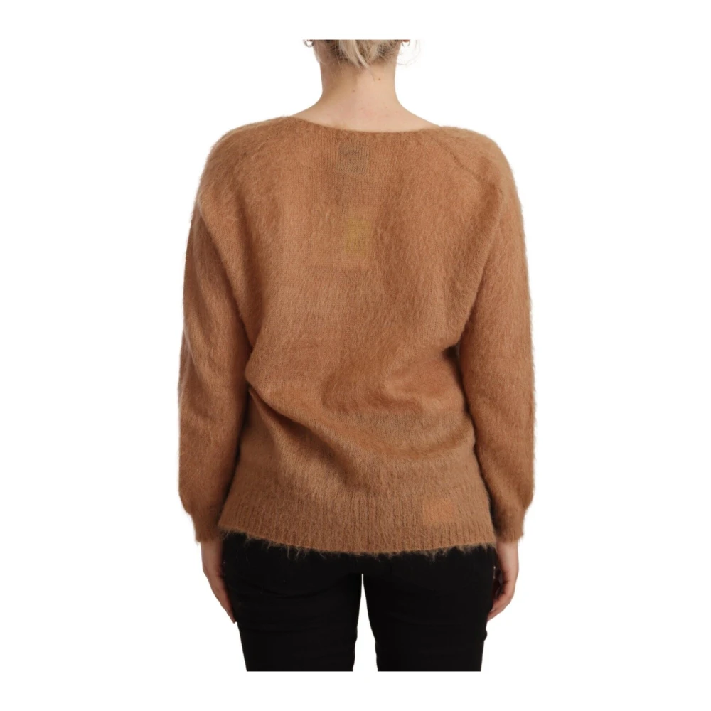 Pink Memories Bruine Gebreide Vest met Knoopsluiting aan de Voorkant Brown Dames