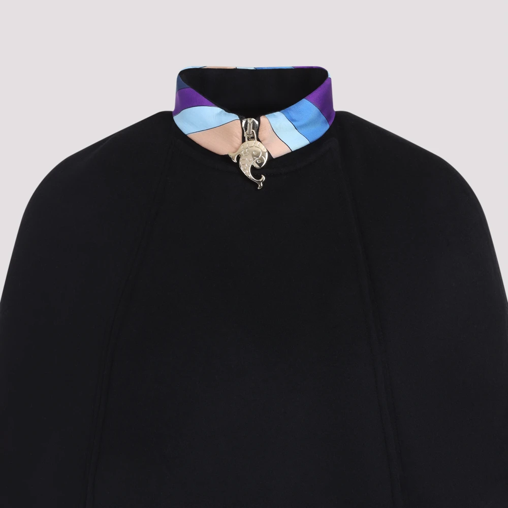 EMILIO PUCCI Dubbele wollen jas in zwart Black Dames