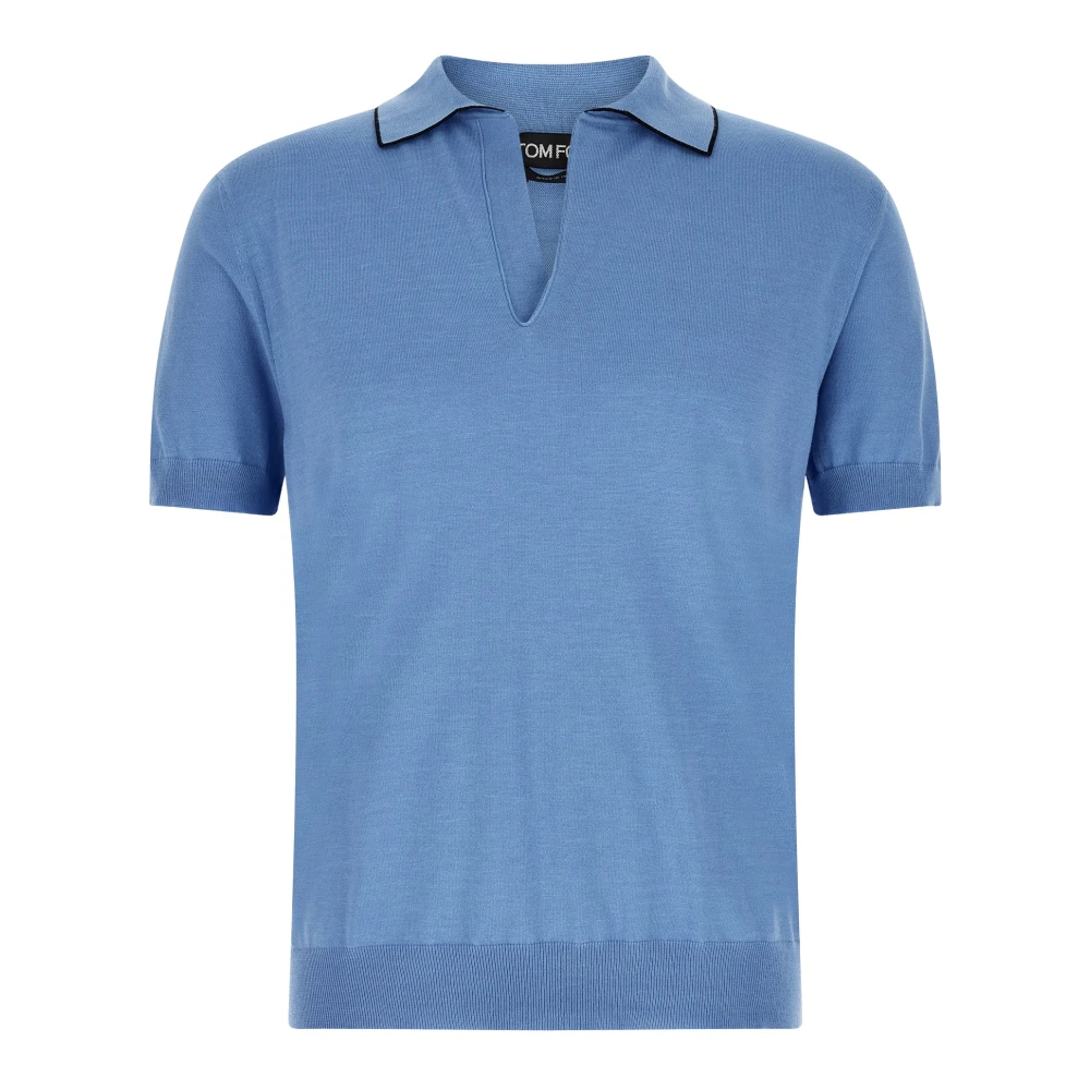 Tom Ford Men's Blue Cotton Silk Tipping Polo