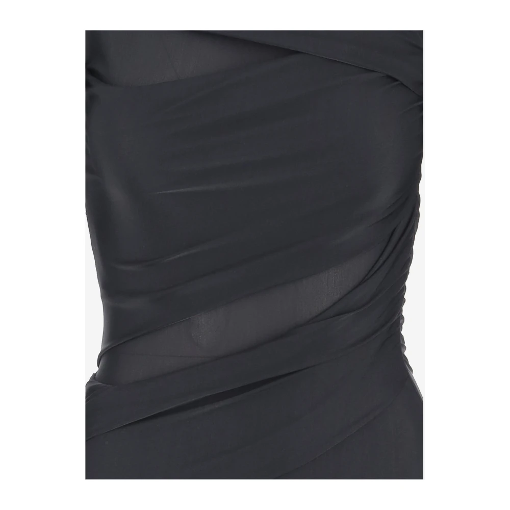 pinko Zwarte Jersey Midi Jurk met Boothals Black Dames