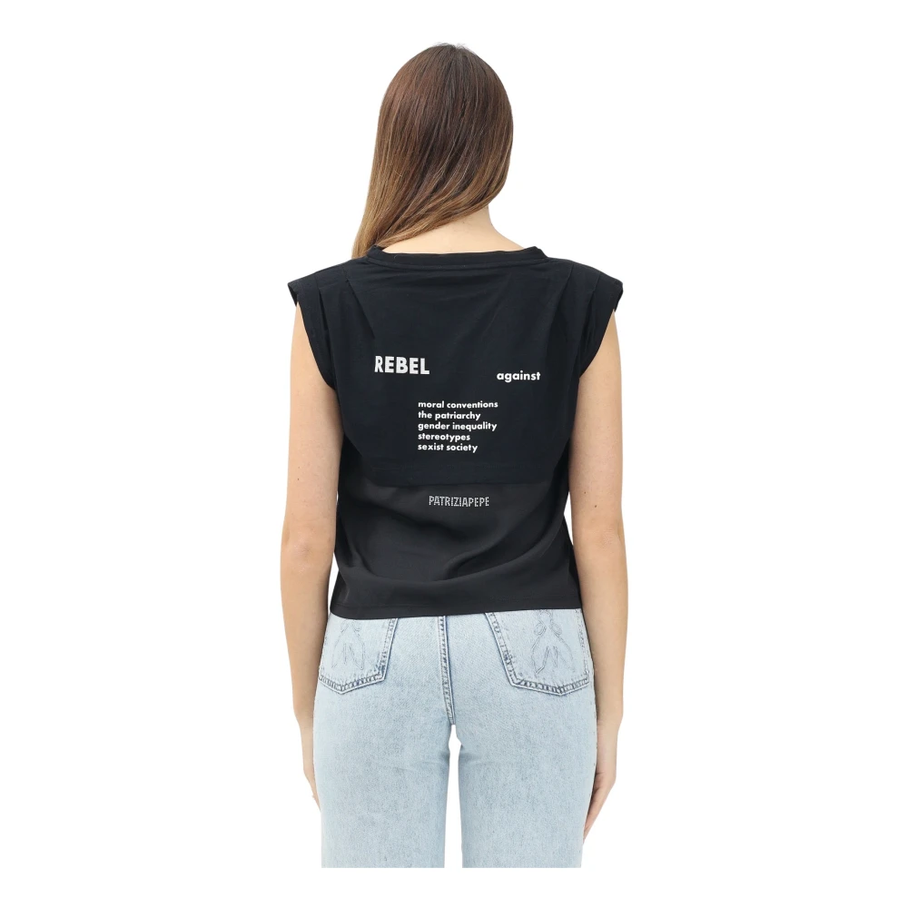 PATRIZIA PEPE Rebel tegen genderongelijkheid T-shirt Black Dames