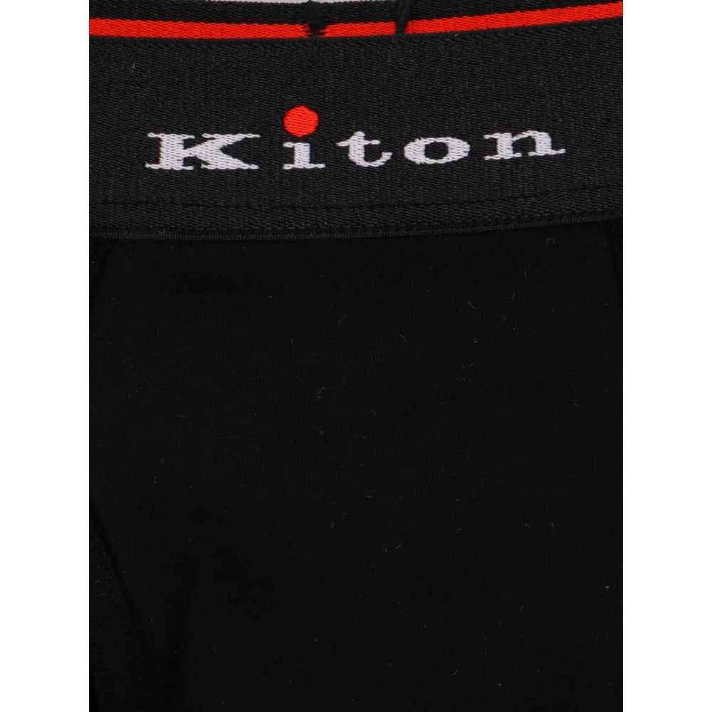 Kiton Stretch Katoenen Slip met Geborduurd Logo Black Heren
