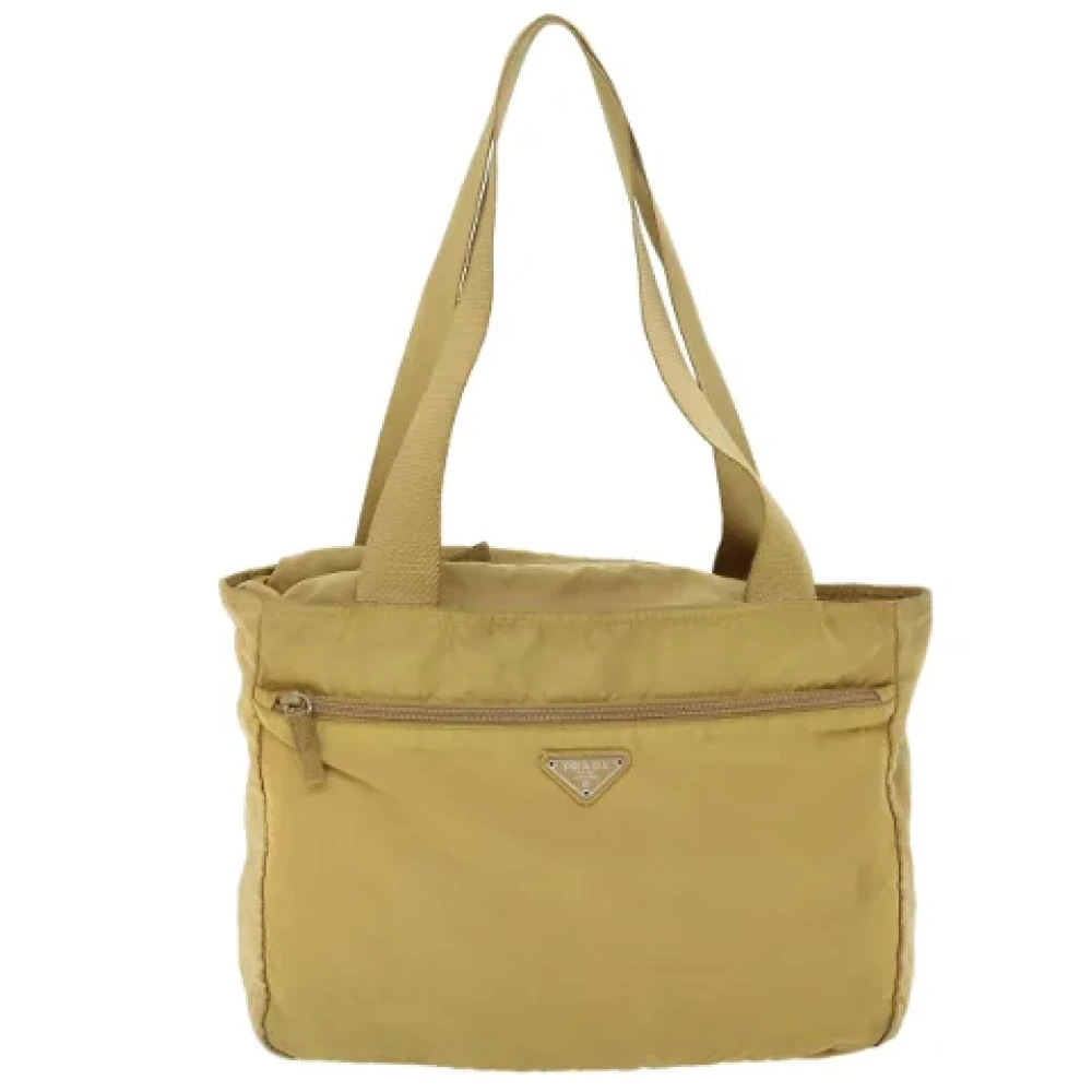 Prada Vintage Pre-owned Canvas prada-bags Beige Dames