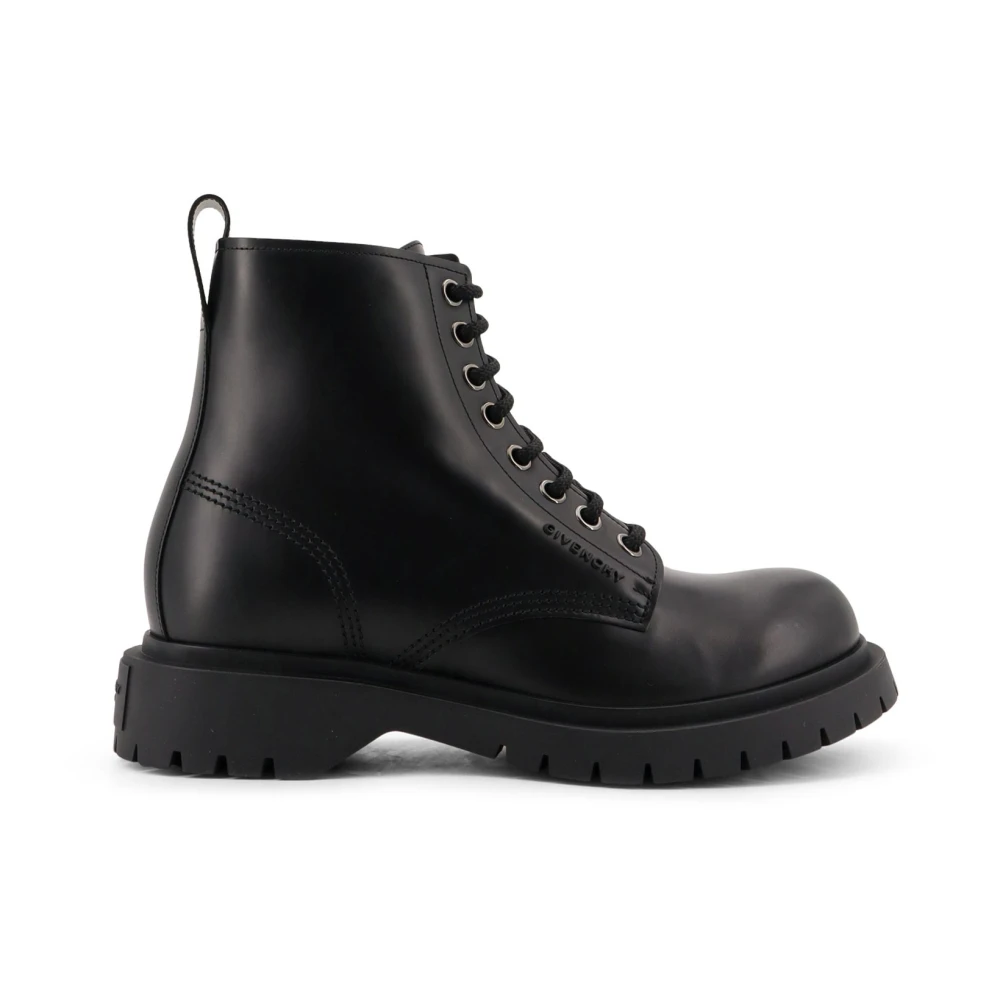 Givenchy Black Lace-Up Boots, Male, 7 Uk, Lace-Up Leather Boots Italy