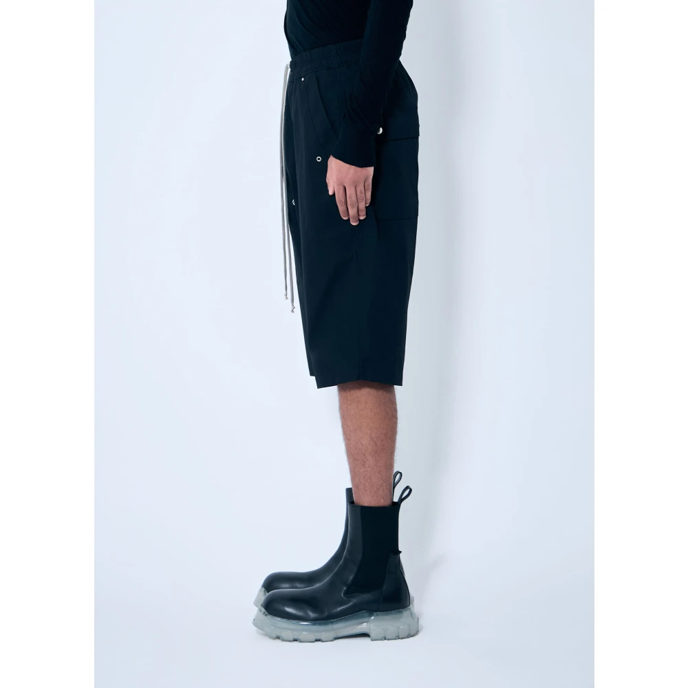 Rick Owens Cotton Cargo Lange Shorts Black Heren