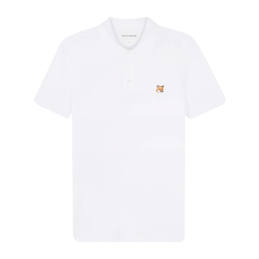 Maison Kitsuné Men's White Polo Shirts, Xl, T-Shirts And Polos With Logo Patch