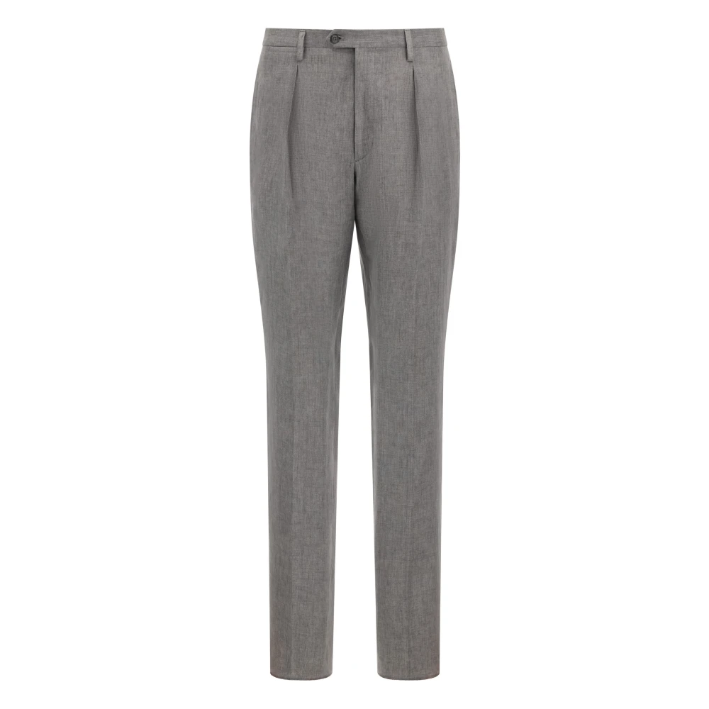 Boggi Milano Homme Gris Pantalons, Taille: L Pantalon En Lin Pur