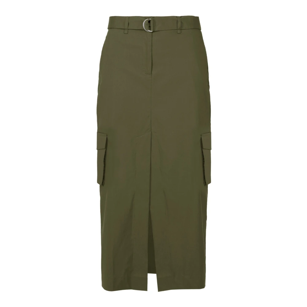 Bomboogie Women's Green Midi Skirts, S, Cotton Blend Midi Cargo Skirt