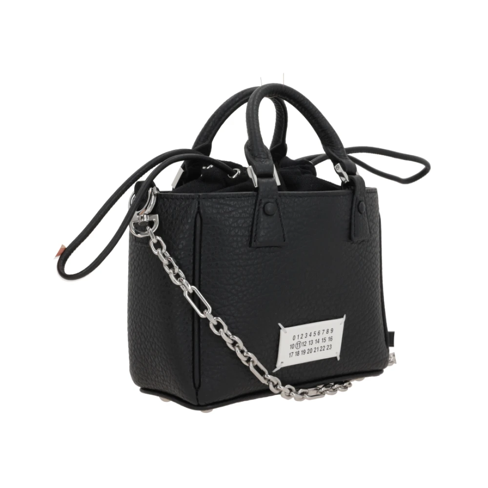Maison Margiela Zwarte Tote Tas met Canvas Inzet Black Dames