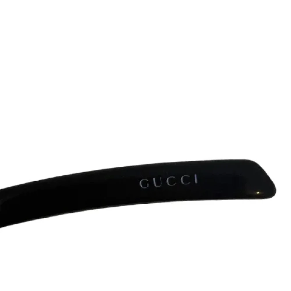 Gucci Vintage Tweedehands Zwarte Plastic Gucci Zonnebril met Gucci Hoesje Black Dames