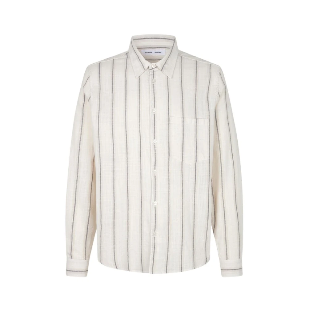 Samsøe Gestreept shirt met lange mouwen White Heren
