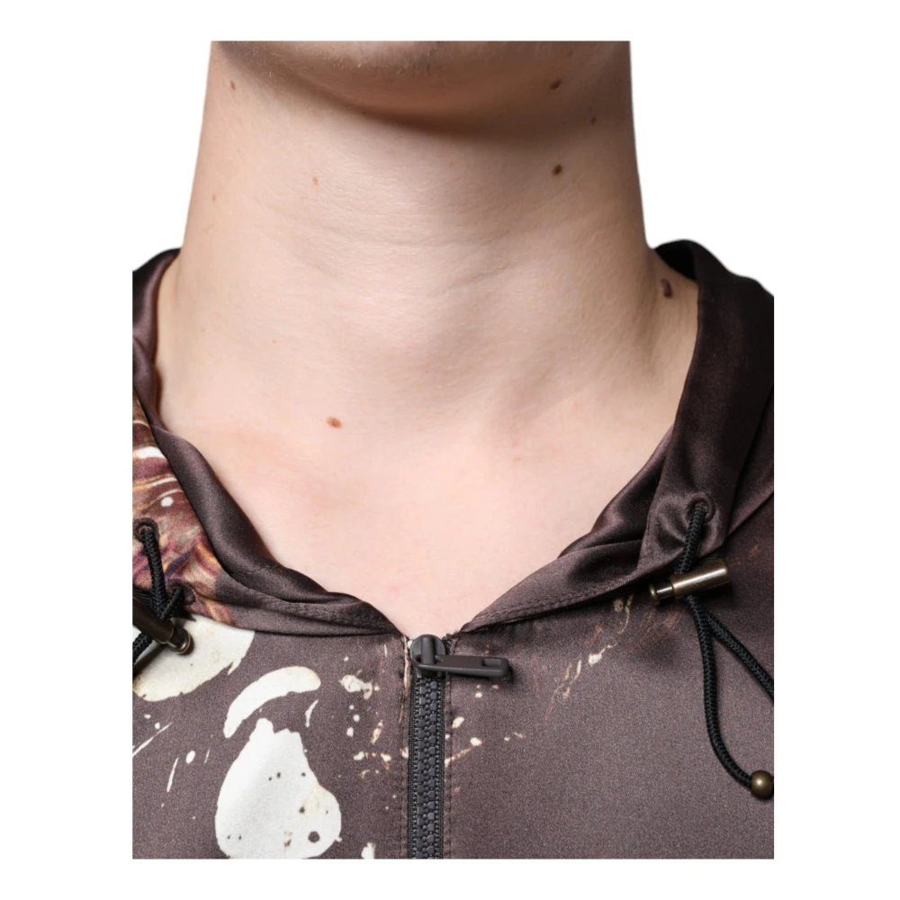 Dolce & Gabbana Bruine Tie Dye Hoodie Logo Brown Heren