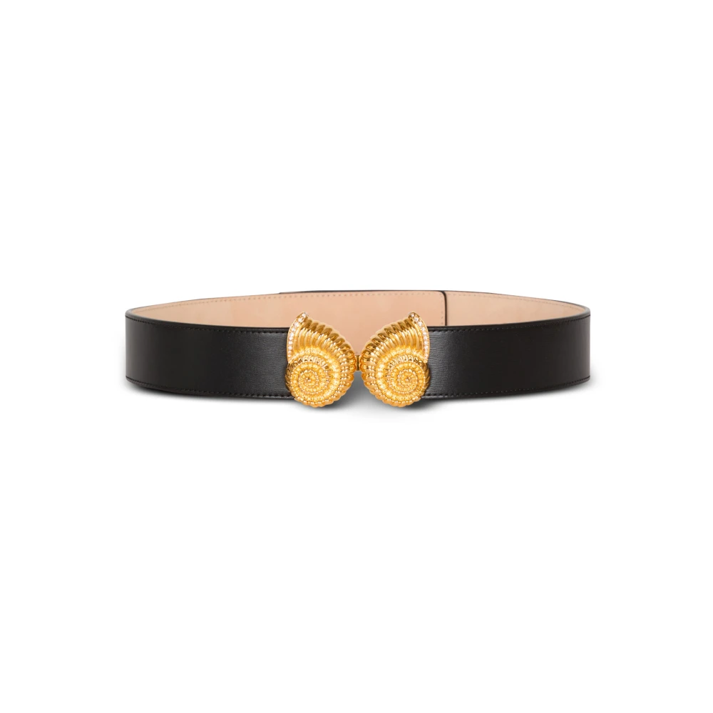 Balmain Leren riem met versierde gesp Black Dames