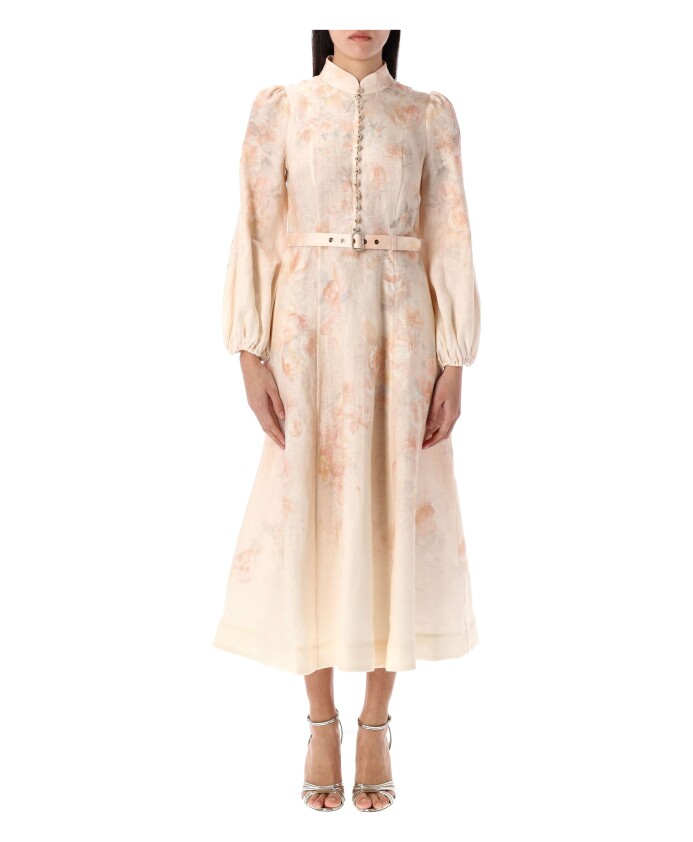 robe-midi-florale-avec-col-montant