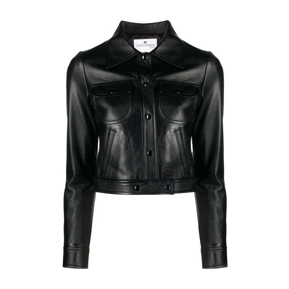 Courrèges Leather Jackets Black Dames