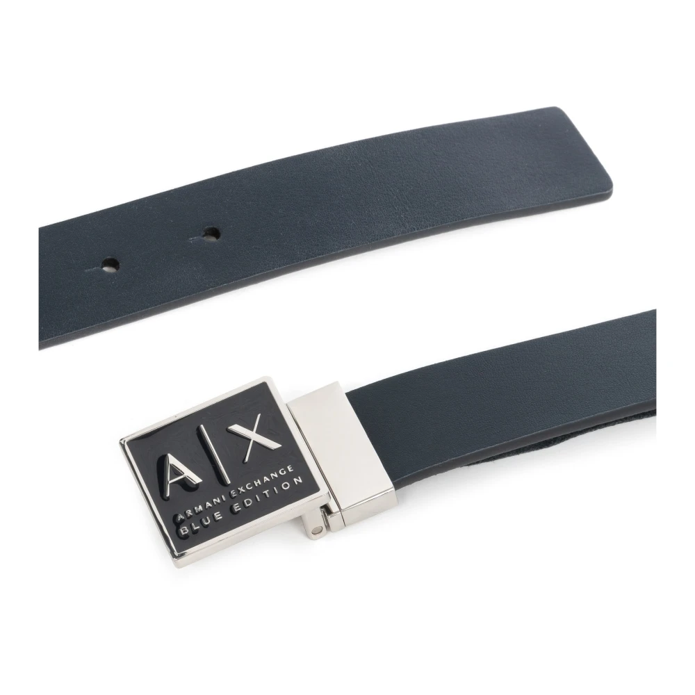 Armani Exchange Effen Omkeerbare Riem met Gespsluiting Blue Heren