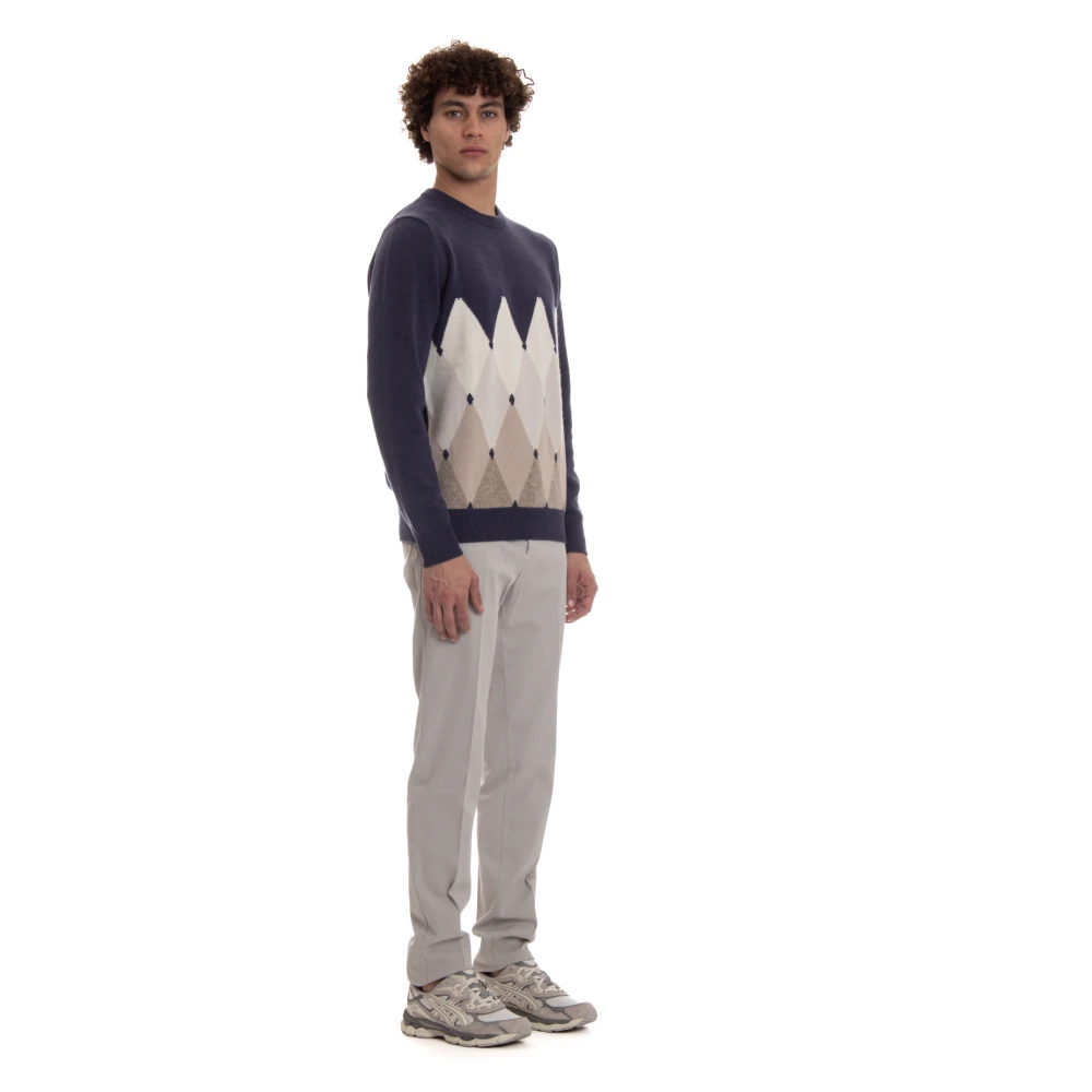 Ballantyne Blauwe Classic Diamond Sweater Blue Heren