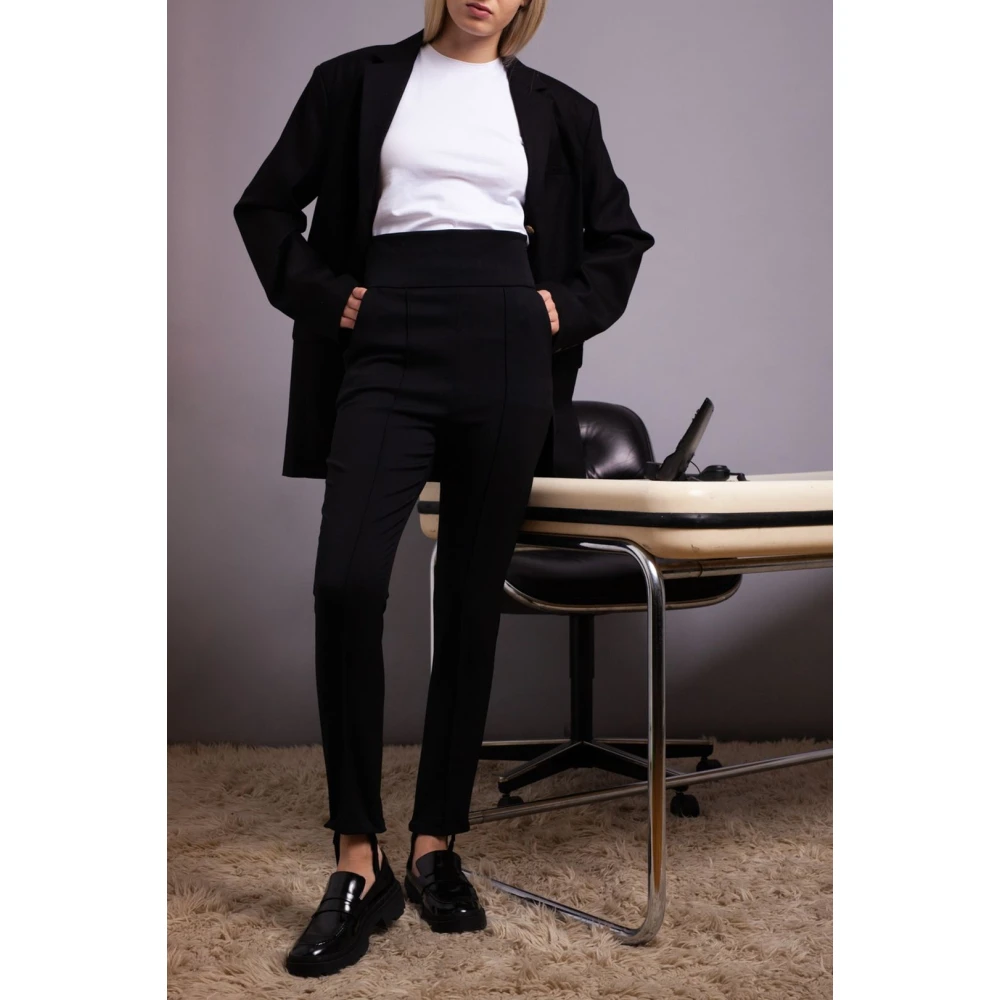 Loulou Studio Hoge Tapered Wollen Broek Black Dames