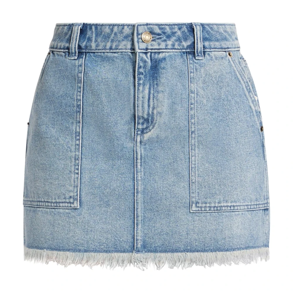 Michael Kors Rok met knoopsluiting en rafelzoom Blue Dames