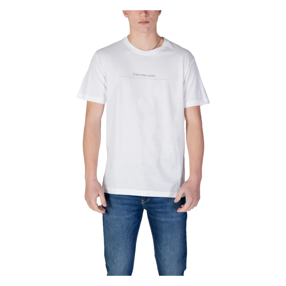 Calvin Klein Jeans Witte Katoenen T-Shirt Korte Mouw White Heren