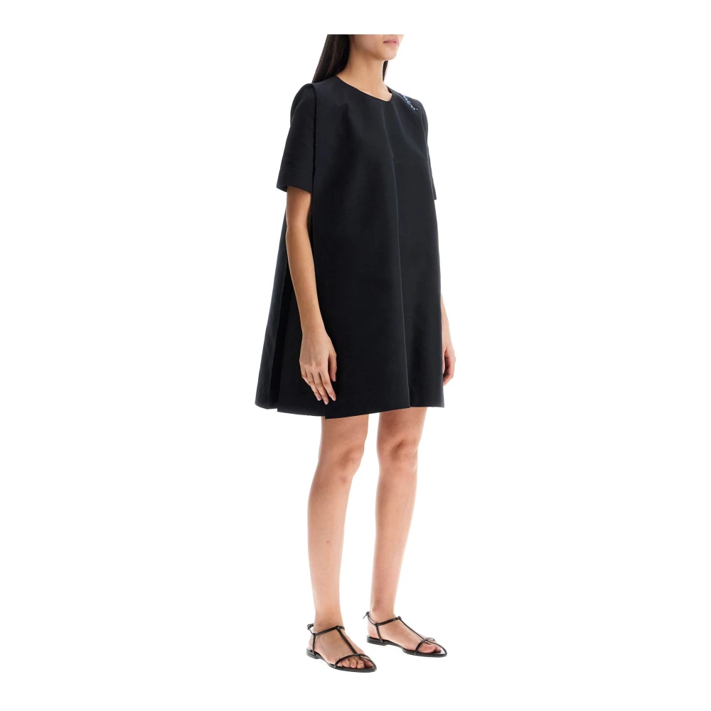 Marni Zwarte Katoenen Jurk Met Wijde Halslijn Black Dames