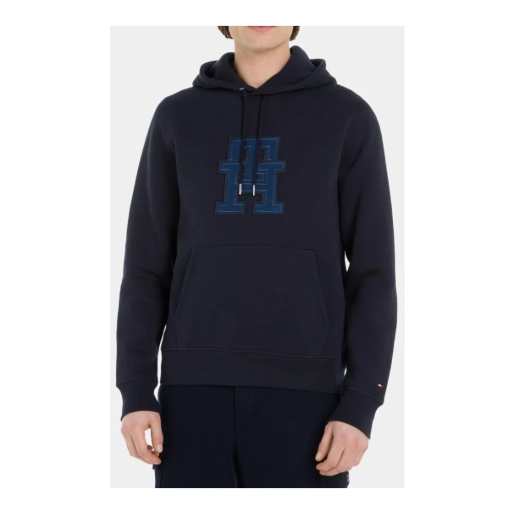 Tommy Hilfiger Monogram Applique Hoody voor Mannen Blue Heren