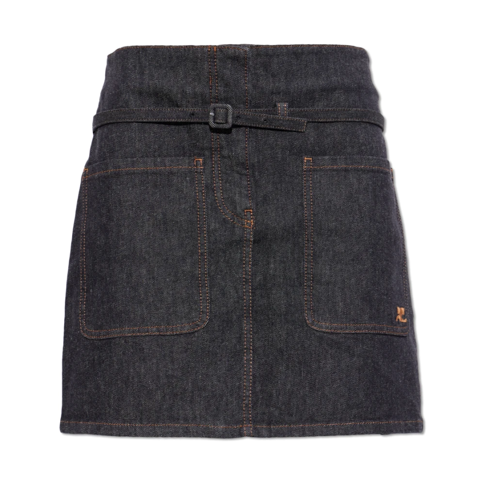 Courrèges Vrouw Blauw Rokken Dames, W28, Denim, Two Pockets Denim Skirt
