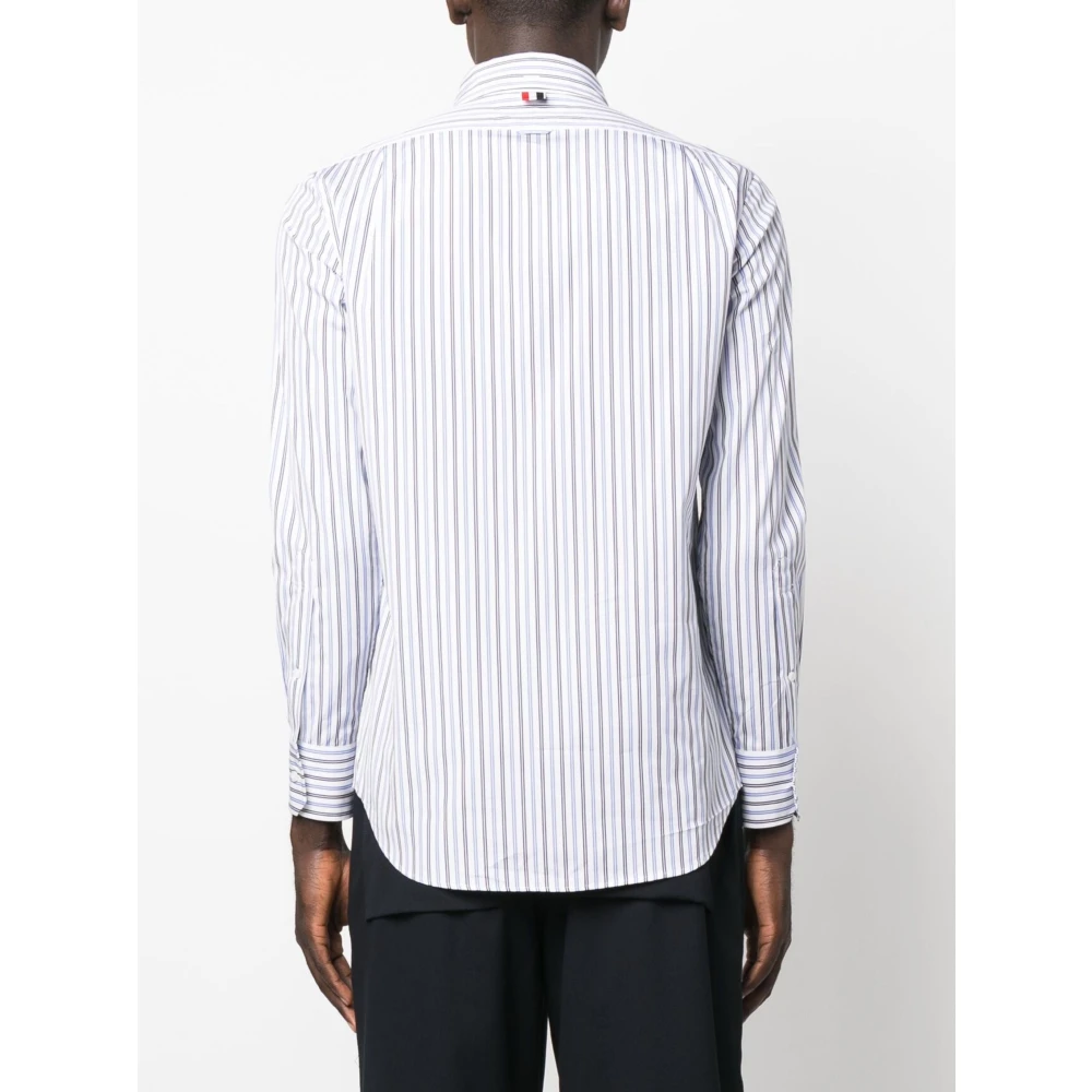 Thom Browne Blauw Gestreept Katoenen Overhemd Blue Heren