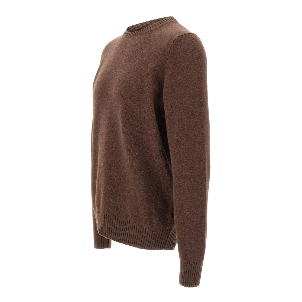 Gran Sasso Bruine Wol Crew Neck Sweater Brown Heren
