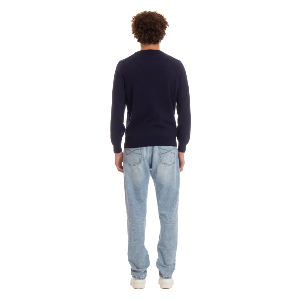 BRUNELLO CUCINELLI Blauwe Cashmere Crewneck Sweater Blue Heren