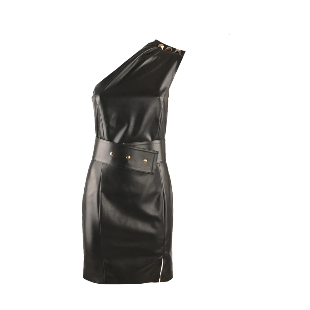 Simona Corsellini Korte Acryl Jurk met Taille Riem Black Dames