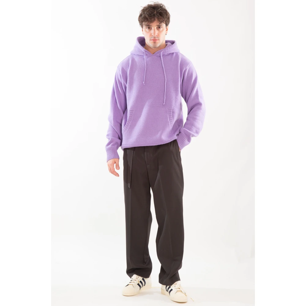 Seven Gauge Capuchon Lamswol Trui Purple Heren
