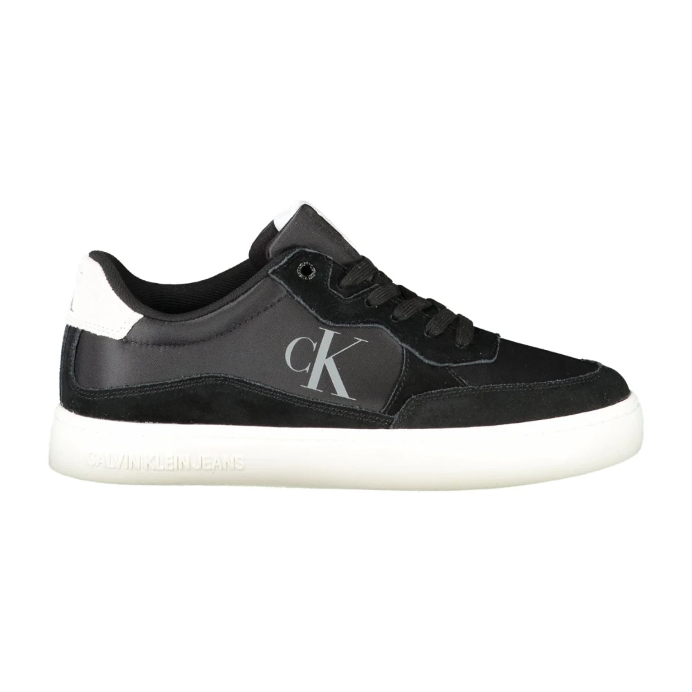 Calvin Klein Men's Black Sneakers,, Sporty Trainers With White Details Size 10 Uk